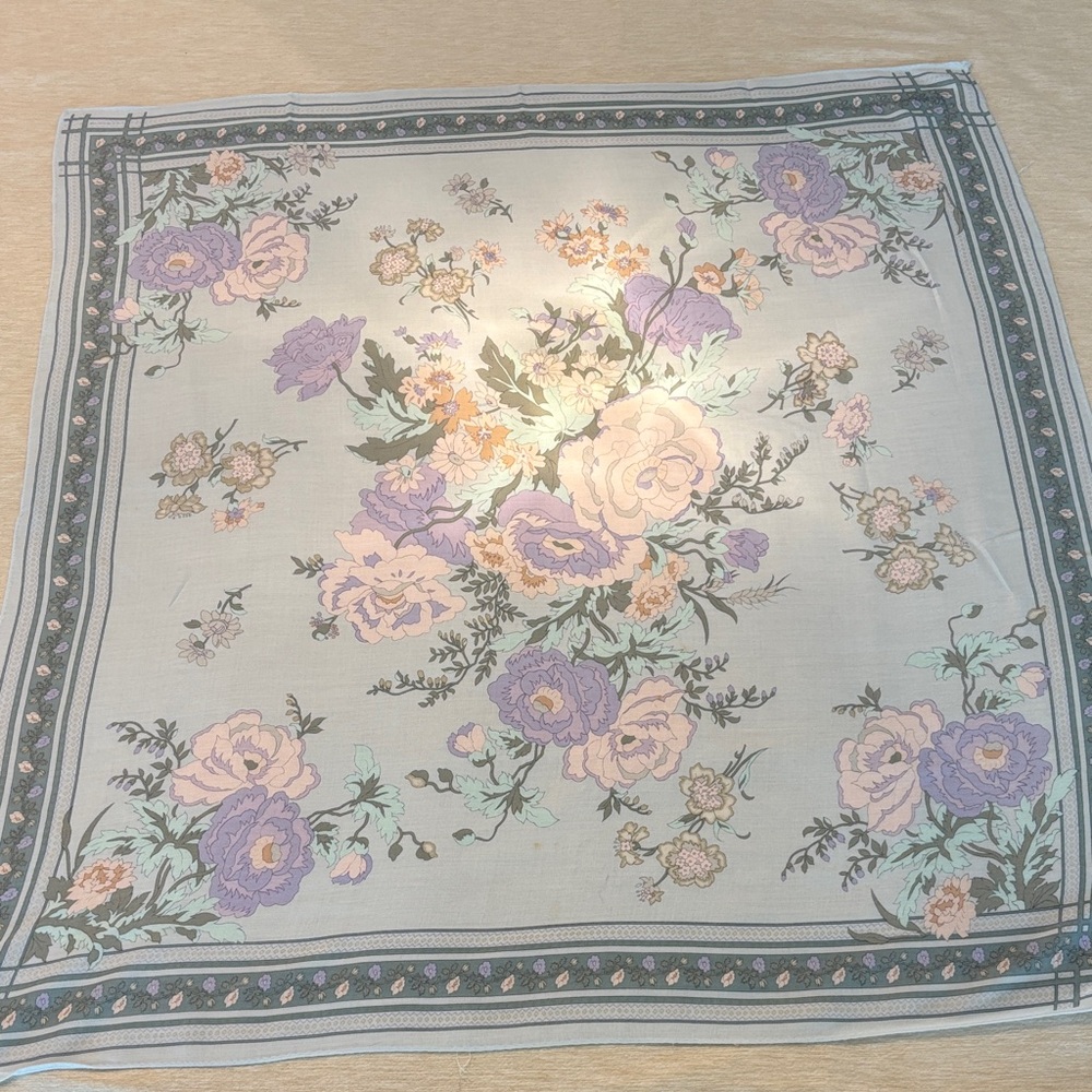 Claiborne Plaid and Floral Scarf Vintage